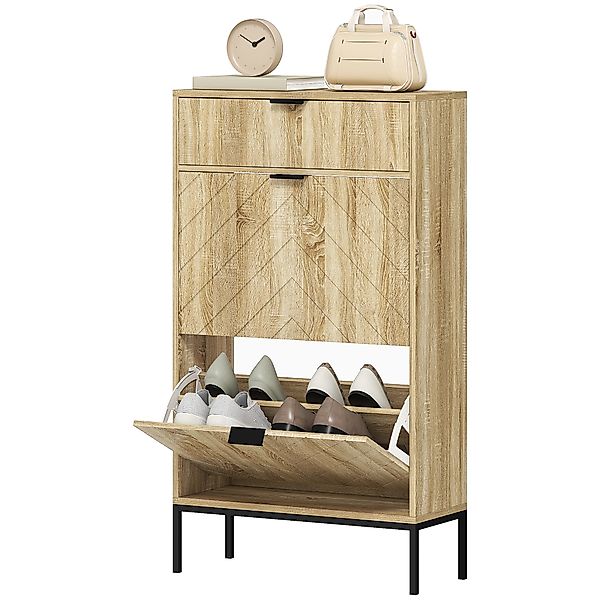 HOMCOM Schuhschrank für 8 Paare, schmaler Schuhschrank, Eingangsmöbel mit h günstig online kaufen