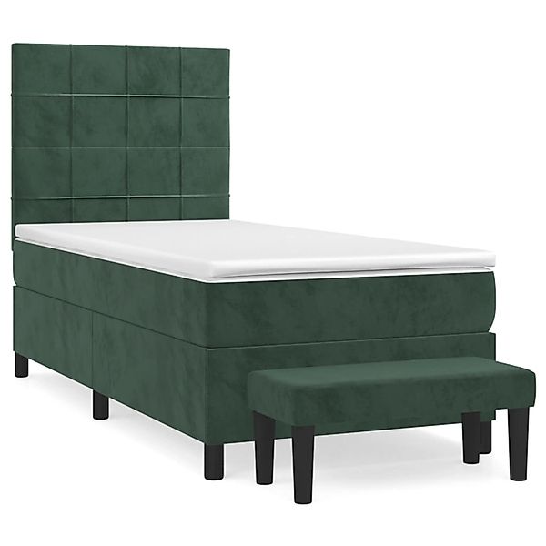 vidaXL Boxspringbett mit Matratze Dunkelgrün 80x200 cm Samt 3137812 günstig online kaufen