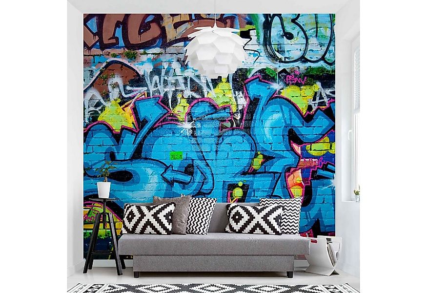 Bilderdepot24 Mustertapete Graffiti Optik Graffitiwand Backstein Ziegel Mod günstig online kaufen