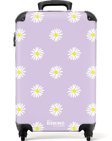 NoBoringSuitcases.com© Hartschalen-Trolley Pastellviolett mit Gänseblümchen günstig online kaufen