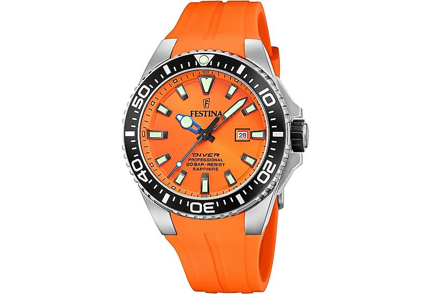 Festina Taucheruhr F20664/4 – Orange, Silikonband, 45,7 mm, für Herren, spo günstig online kaufen