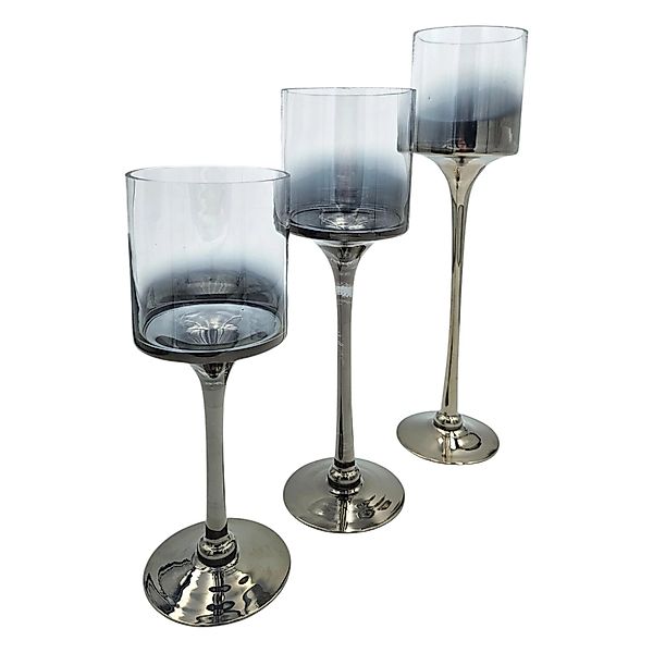 Meinposten Kerzenleuchter aus Glas 3er Set günstig online kaufen