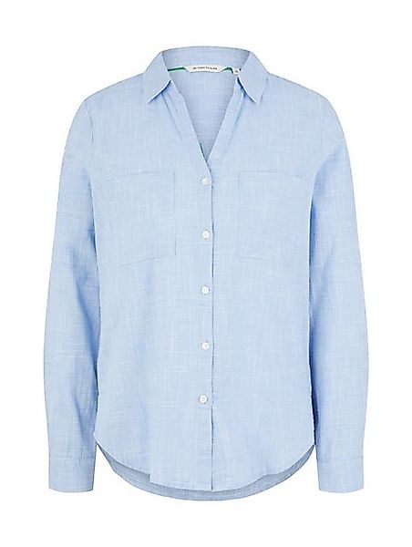 TOM TAILOR Blusenshirt Langarm Hemd mit 2 Brusttaschen blouse with slub str günstig online kaufen
