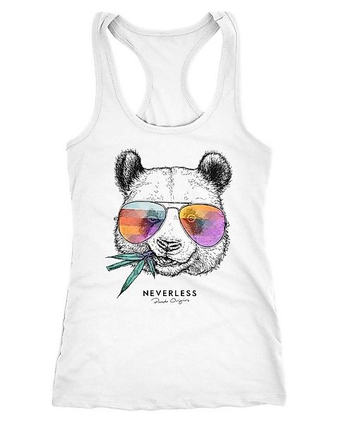 Neverless Tanktop Damen Tank-Top Panda Bär Aufdruck Tiermotiv mit Sonnenbri günstig online kaufen