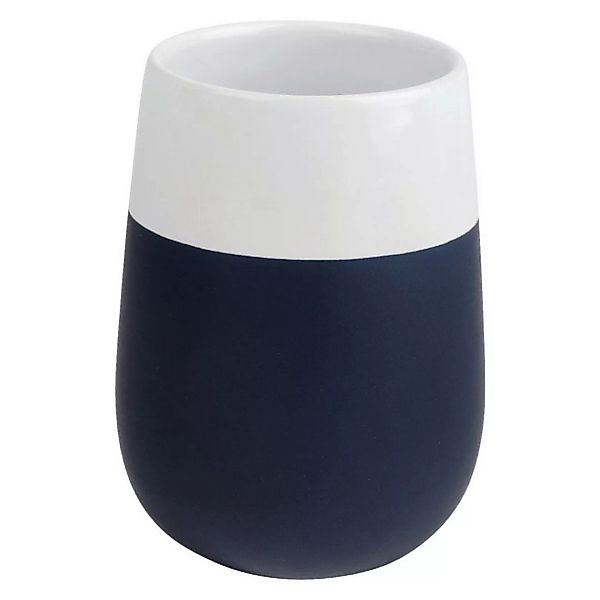 Zahnputzbecher blau weiß Keramik H/D: ca. 11x8 cm günstig online kaufen