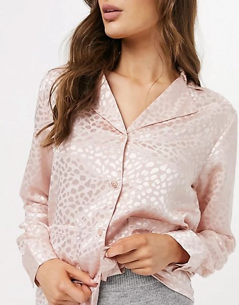 Liquorish – Nightwear – Jacquard-Pyjamaoberteil in Zartrosa günstig online kaufen
