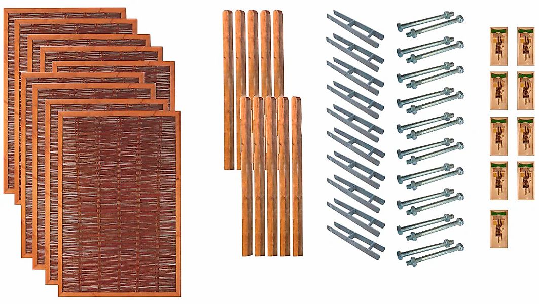 Tetzner & Jentzsch Weidenzaun "Fresno 7" 9 Elemente, LxH: 1170x180 cm günstig online kaufen