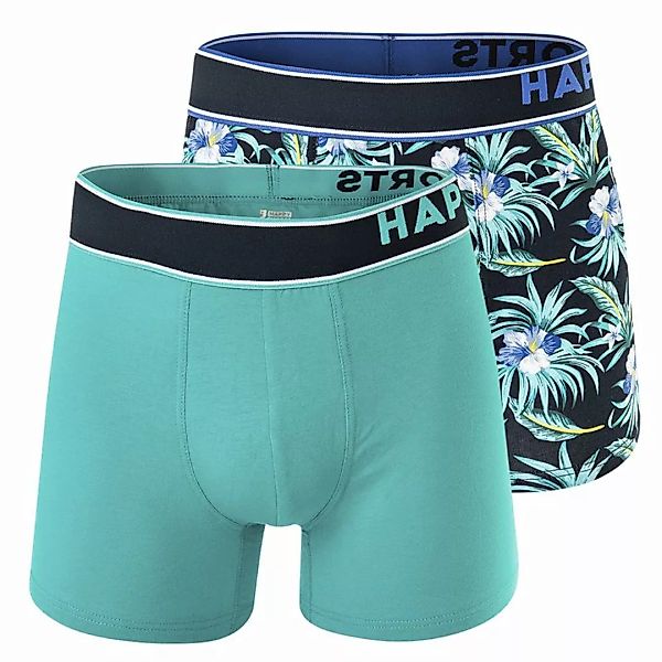 Happy Shorts Herren Boxer Shorts, 2er Pack - Retro Jersey, Logobund Hawaii günstig online kaufen