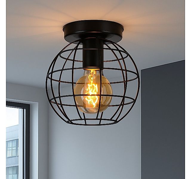 ZMH Deckenleuchte Whonzimmer Retro Schwarze E27 Lampenfassung 1-flammig Ohn günstig online kaufen