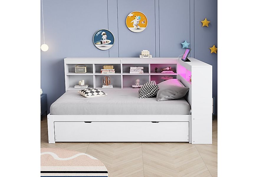 HAUSS SPOLE Schlafsofa 90x200cm mit Ausziehbarem Bett, USB-Steckdose, LED-L günstig online kaufen