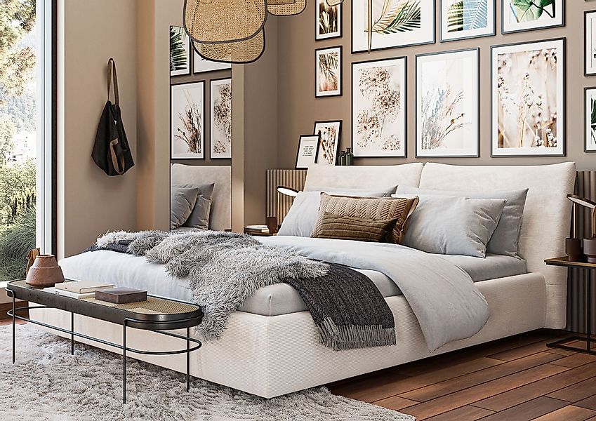 Home affaire Polsterbett "Priora in 4 Breiten bis 200cm" auch in NaturLEDER günstig online kaufen