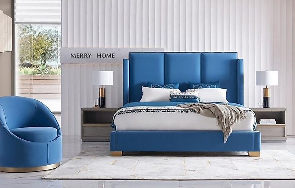 Xlmoebel Bett Bett Ohne Matratze in königlichem Blau Doppelzimmer (1-tlg., günstig online kaufen