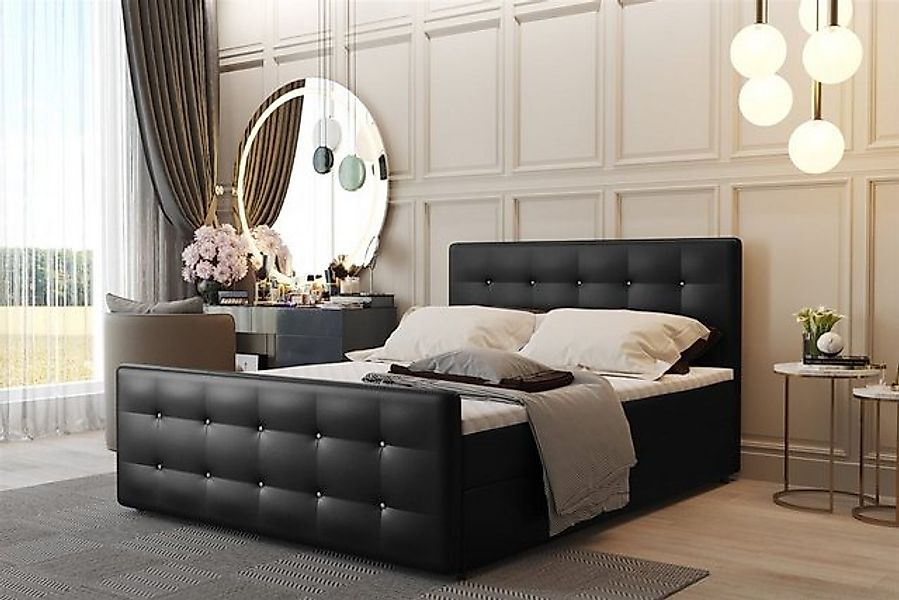 Fun Möbel Boxspringbett Boxspringbett Schlafzimmerbett CARLOS in Kunstleder günstig online kaufen