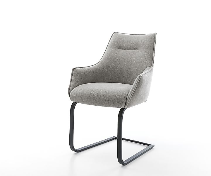 Freischwinger Alja-Flex mit Armlehnen Strukturstoff Soft Grau Freischwinger günstig online kaufen