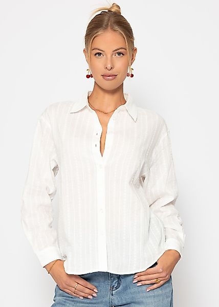 SASSYCLASSY Langarmbluse Strukturierte Baumwollbluse Damen mit günstig online kaufen