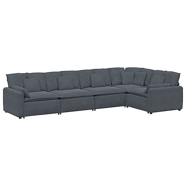 vidaXL Sofa Modulares Sofa mit Kissen Samt Dunkelgrau günstig online kaufen