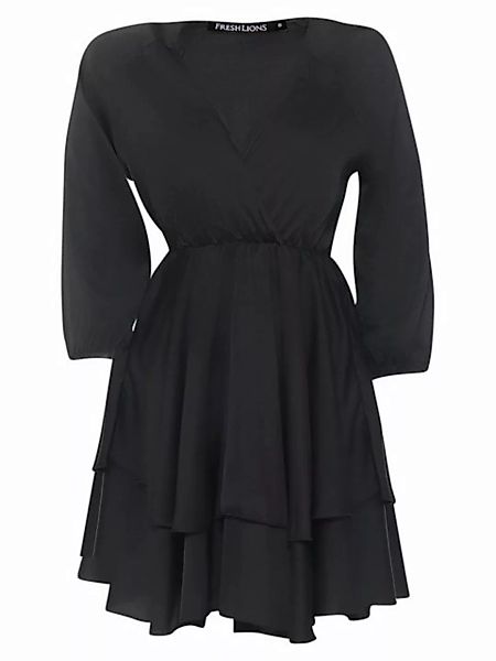 Freshlions Abendkleid Kleid 'PIA' Schwarz L Rüschen, Taillentunnelzug günstig online kaufen