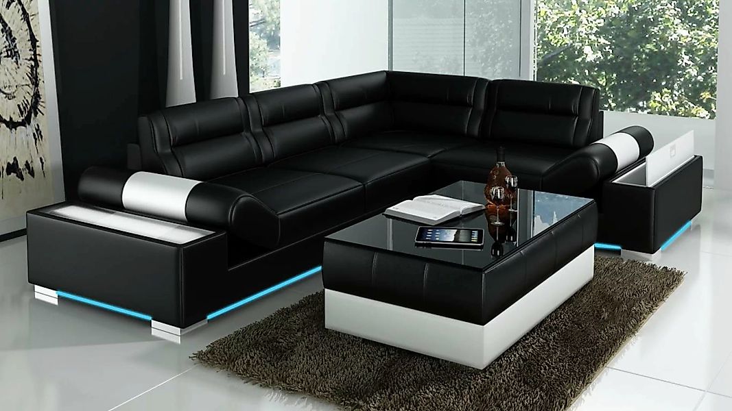 Xlmoebel Ecksofa Ledercouch mit USB-Anschluss, Wohnlandschaft mit Ecksofa-D günstig online kaufen