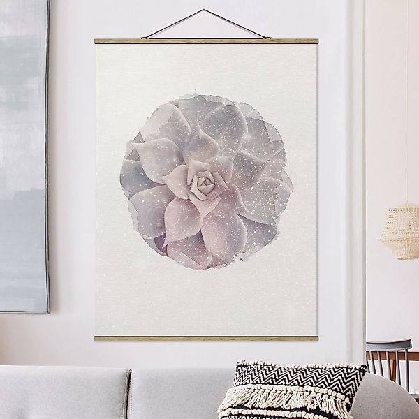 Stoffbild Blumen mit Posterleisten - Hochformat Wasserfarben - Kaktus Sukku günstig online kaufen