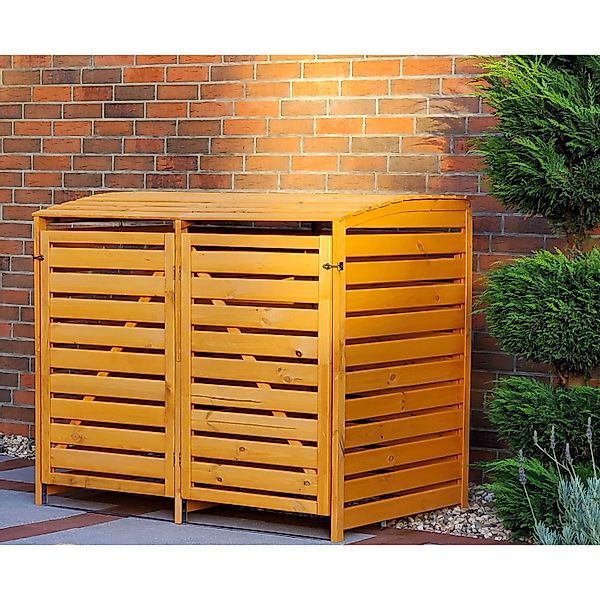 Promadino Mülltonnenbox Vario III Kiefernholz 122 cm x 148 cm x 92 Honigfar günstig online kaufen