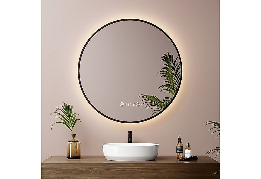 EMKE Badspiegel mit Beleuchtung und Antibeschlag, Uhr & Temperaturanzeige ( günstig online kaufen