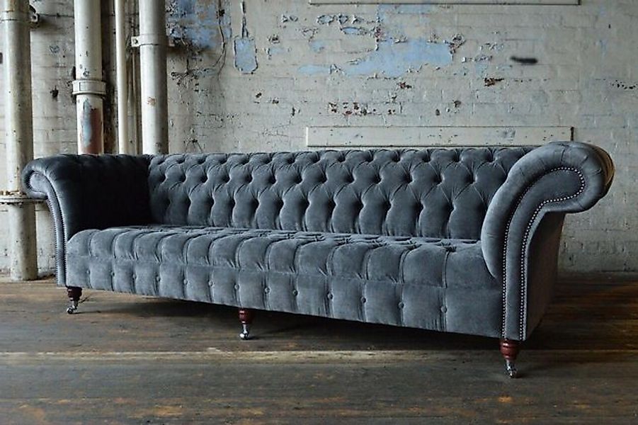 Xlmoebel 4-Sitzer Neu Chesterfield Großes Sofa mit Stoffbezug und Samtpolst günstig online kaufen