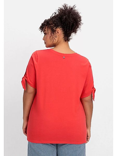 Sheego T-Shirt "Große Größen", mit Knotendetail am Ärmelsaum günstig online kaufen