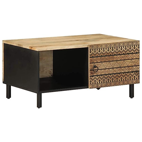 vidaXL Couchtisch Schwarz 80x50x40 cm Raues Mangoholz 4018632 günstig online kaufen
