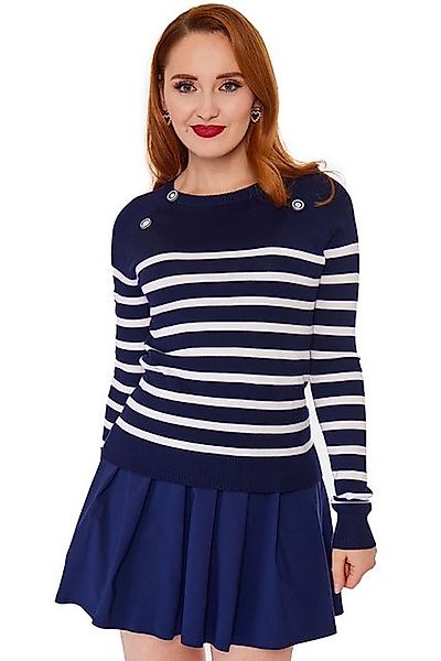 Voodoo Vixen Strickpullover Nautical Stripe And Button Sweater Retro Vintag günstig online kaufen