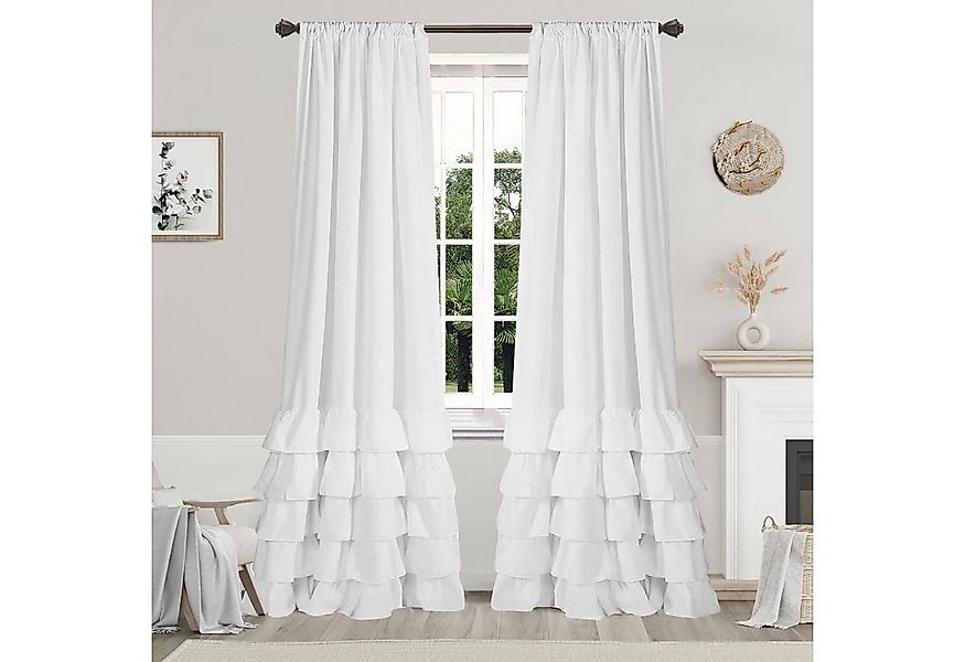 BTTO V&G Gardine Gardine mit Rüschen,Boho Gardinen Vorhang mit Kräuselband günstig online kaufen