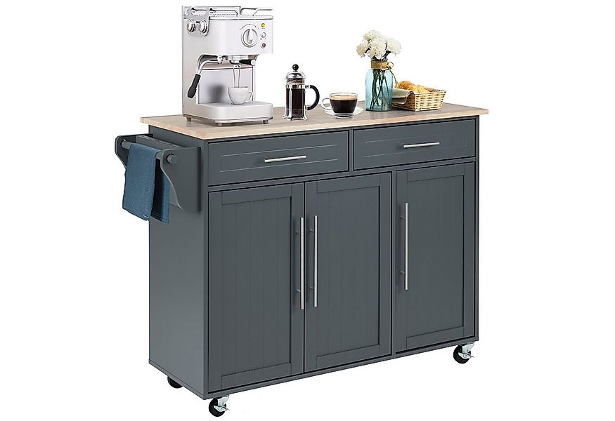 COSTWAY Küchenwagen, mit Arbeitsplatte, Schubladen & verstellbaren Regalen günstig online kaufen
