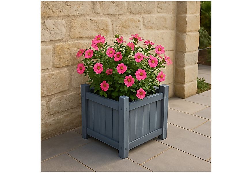 HTI-Living Blumenkasten Holz-Pflanzkasten in Graublau für Garten, Terrasse günstig online kaufen