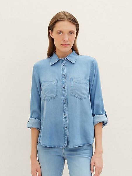 TOM TAILOR Langarmbluse Bluse mit Brusttaschen mit langen Ärmeln mit Turn-U günstig online kaufen