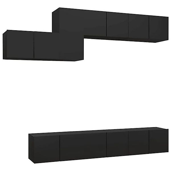 vidaXL TV-Schrank 7-tlg. TV-Schrank-Set Schwarz Holzwerkstoff (7-St) günstig online kaufen