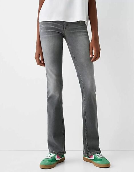 Bershka Low Waist Bootcut-Jeans Damen Dunkelgrau günstig online kaufen