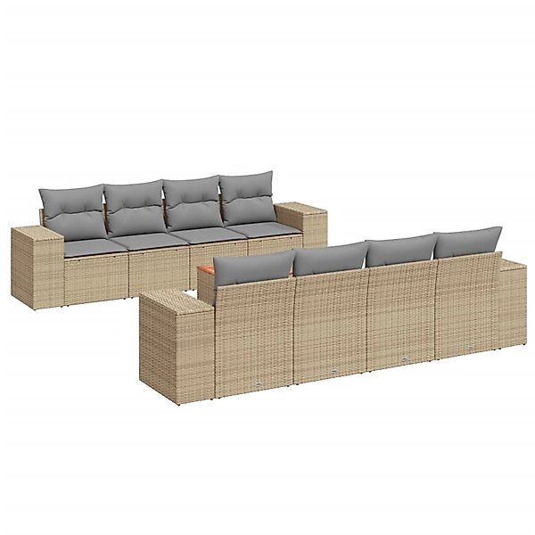 vidaXL 9-Tlg Garten-Sofagarnitur mit Kissen Beige Poly Rattan 3225366 günstig online kaufen