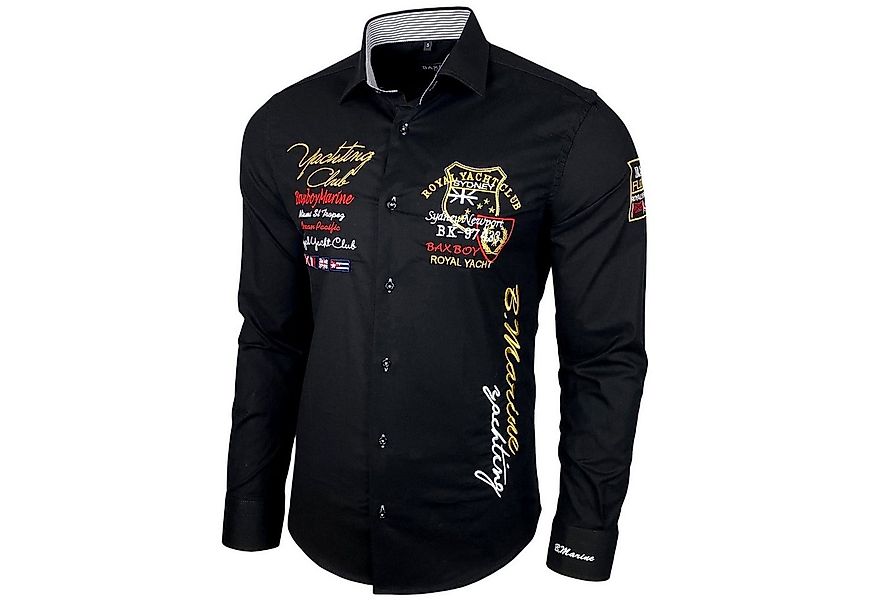 Baxboy Langarmhemd Baxboy Edel Dezent Herren Hemd Stickerei Hemden Kontrast günstig online kaufen