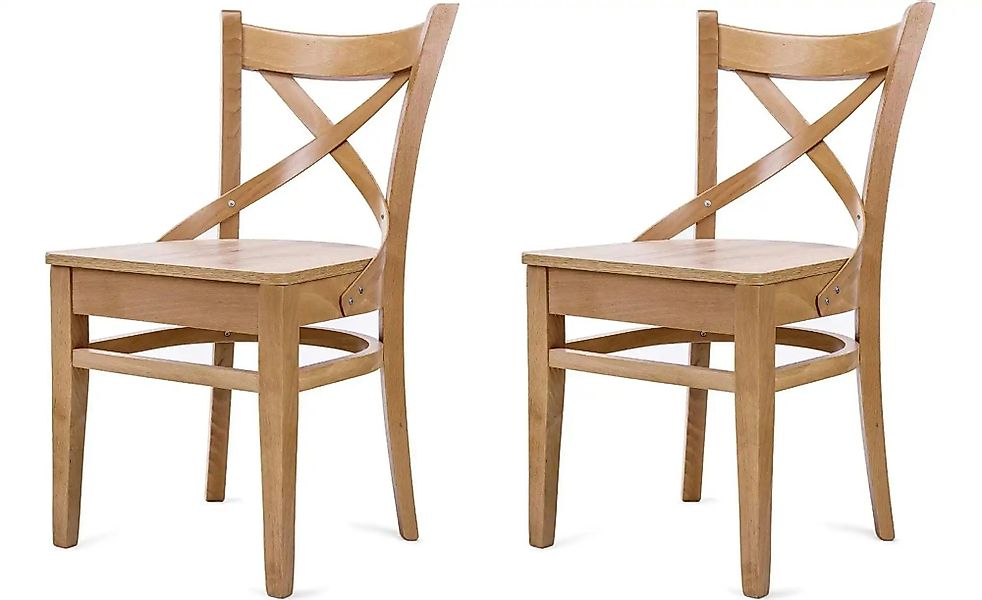 KONSIMO Holzstuhl 2er-Set   ¦ holzfarben ¦ Maße (cm): B: 45,5 H: 81,5 Stühl günstig online kaufen
