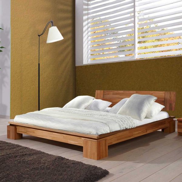 Futonbett aus Kernbuche Massivholz mit Kopfteil günstig online kaufen