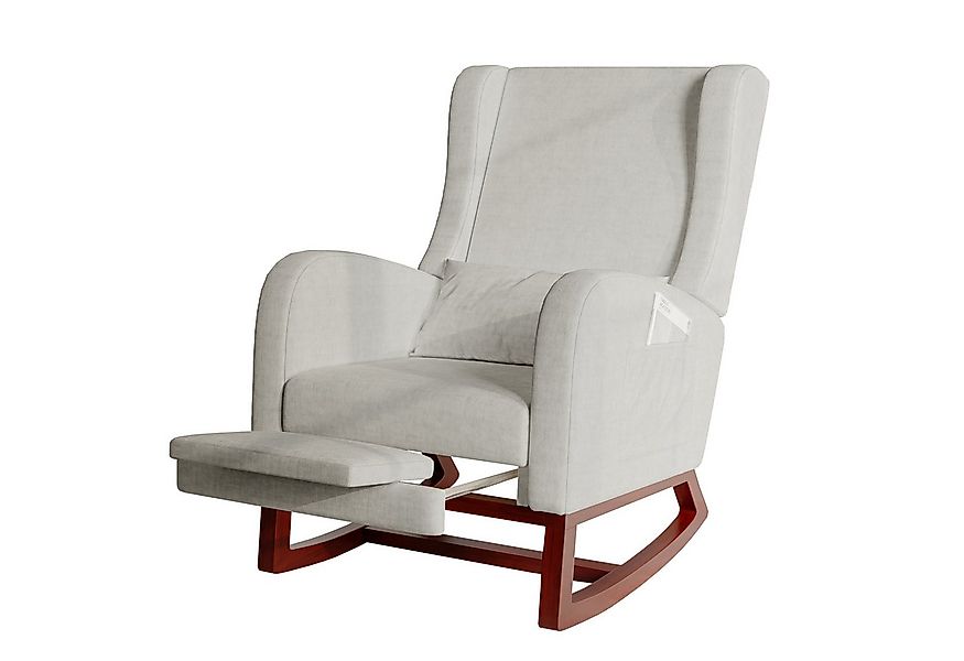 FUROKOY Schaukelstuhl Stillsessel Relaxsessel mit Holzsockel Fußstütze Verd günstig online kaufen