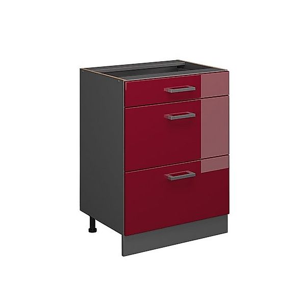 Vicco Küchenunterschrank R-Line Bordeaux Hochglanz/Anthrazit 60 cm mit Schu günstig online kaufen