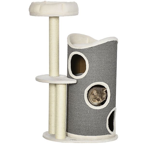 PawHut Kratzbaum mit Katzenbett u. Kratztonne günstig online kaufen