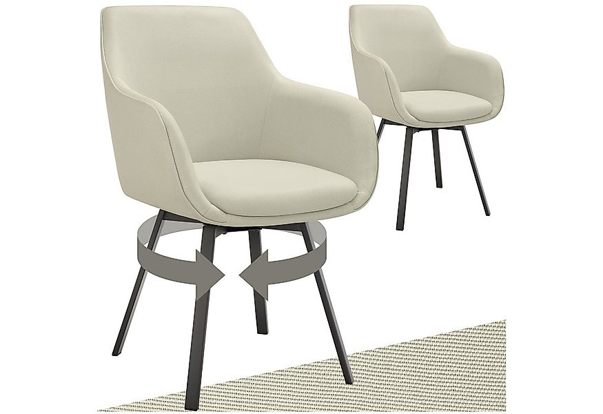 tectake Esszimmerstuhl Drehbarer Armlehnstuhl Alicon, gepolstert (Set, 2 St günstig online kaufen