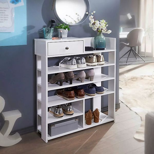 Wohnling Schuhschrank Design Schuhregal 75 x 92,5 x 24 cm Flurregal Weiß, H günstig online kaufen