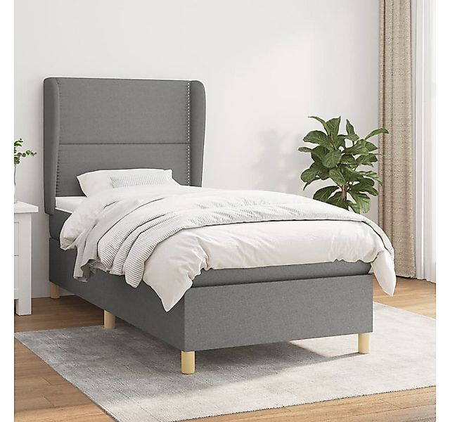 vidaXL Boxspringbett Boxspringbett mit Matratze Dunkelgrau 90x200 cm Stoff günstig online kaufen