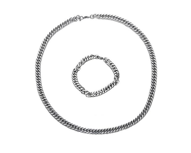 KARMA Schmuckset Herren Silber Panzerkette Armband Edelstahl modern Halsket günstig online kaufen