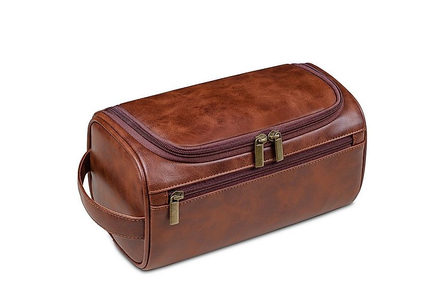 Jumpeak Kulturbeutel Brauner PU-Leder kulturbeutel,Wasserdicht, großes Fass günstig online kaufen