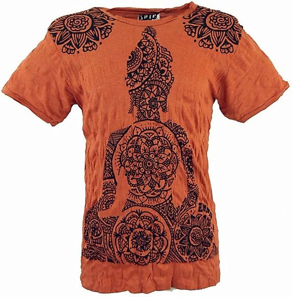 Guru-Shop T-Shirt Sure Herren T-Shirt Mandala Buddha - rostorange Festival, günstig online kaufen