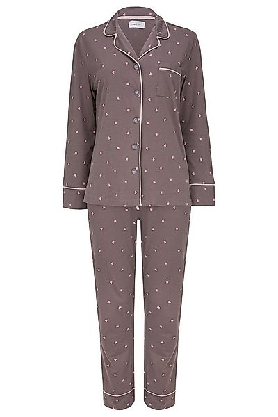 SNOOZE OFF Pyjama Schlafanzug in mauve mit rosa Herzen (2 tlg., 1 Stück) un günstig online kaufen