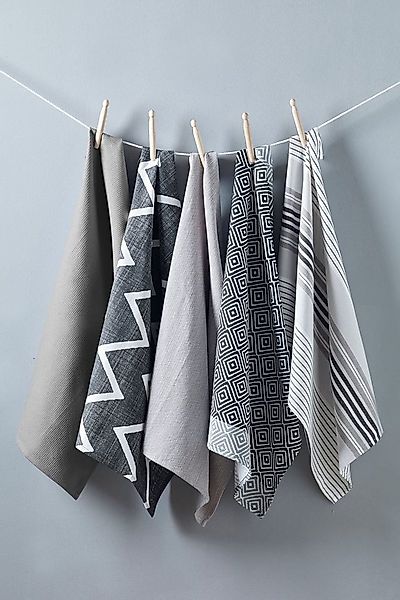 Next Geschirrtuch Geschirrtücher in Grau mit Geomuster, 5er-Set, (5-tlg) günstig online kaufen